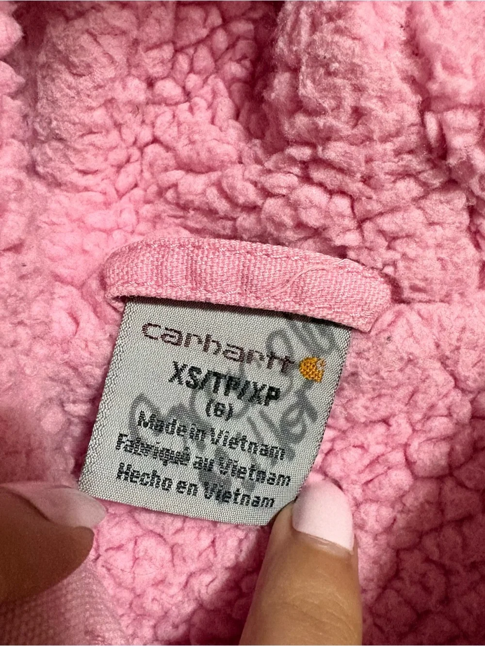 Carhartt Jacket Youth XS 6 Pink Duck Canvas Pink Sherpa Lined Hooded Girls